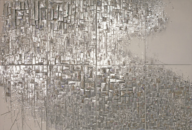 Kyung Youl Yoon_Recycle 8 (8 panels)_Aluminum on Canvas_2015_58x156in small.jpg